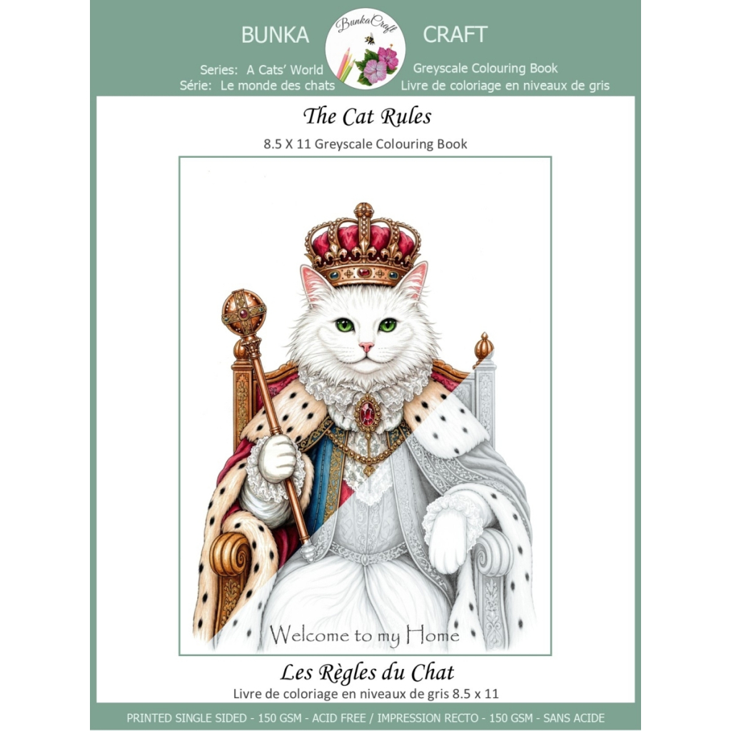 CB-503 The Cat Rules – 8.5 x 11in Colouring Book - BunkaCraft