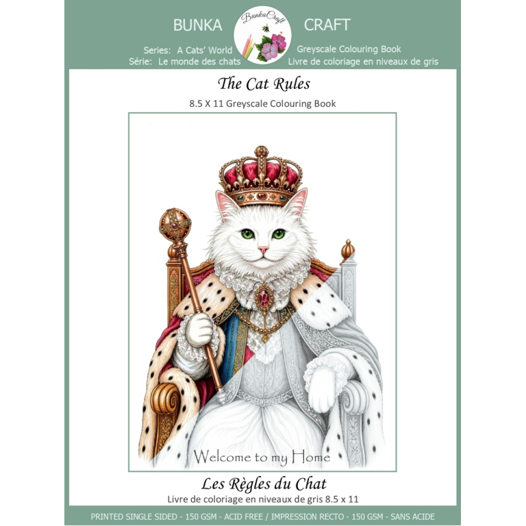 CB-503 The Cat Rules – 8.5 x 11in Colouring Book - BunkaCraft
