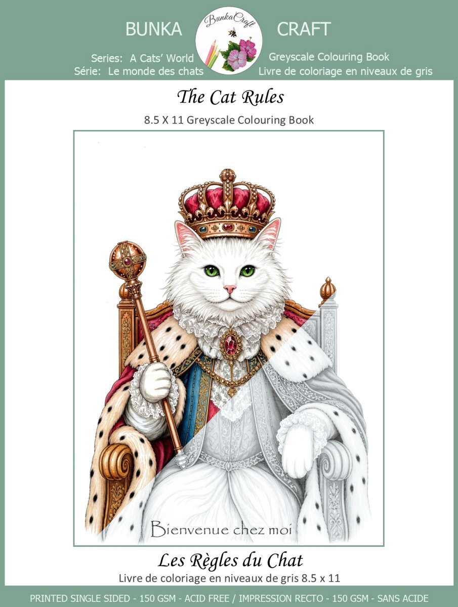 CB-503F The Cat Rules - 8.5 x 11in Colouring Book with French Titles