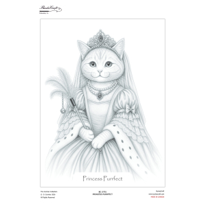 PF-3701 Princess Purrfect Greyscale Printed Fabric
